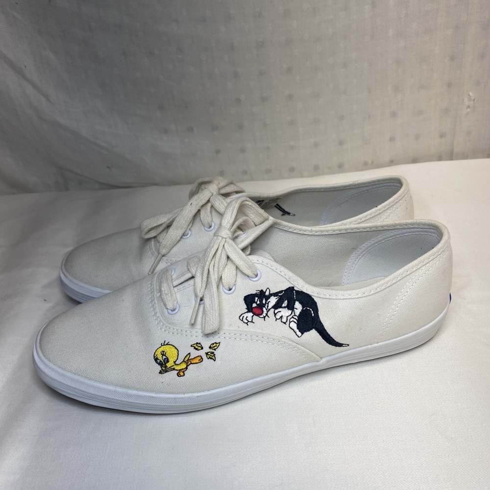Keds Looney‎ Tunes Embroidered Sylvester Tweety Women's 9 Vtg 90s Y2K